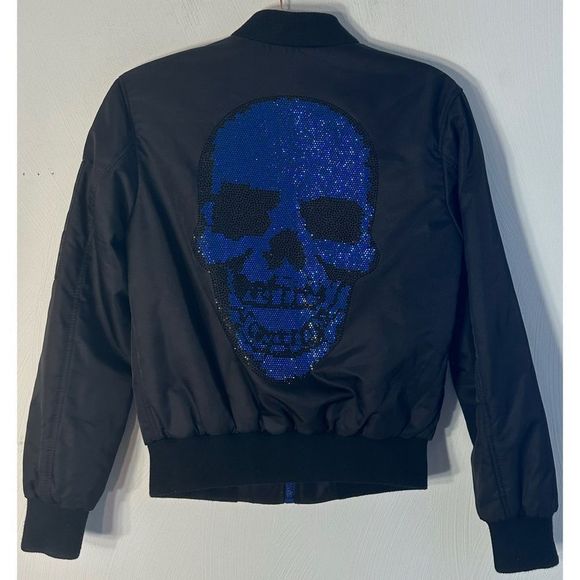 Philipp Plein Crystal Embellished Limited Edition Skull Bomber Jacket - Size XS